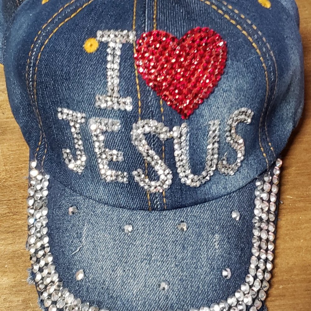 Bling Demim Jesus Cap